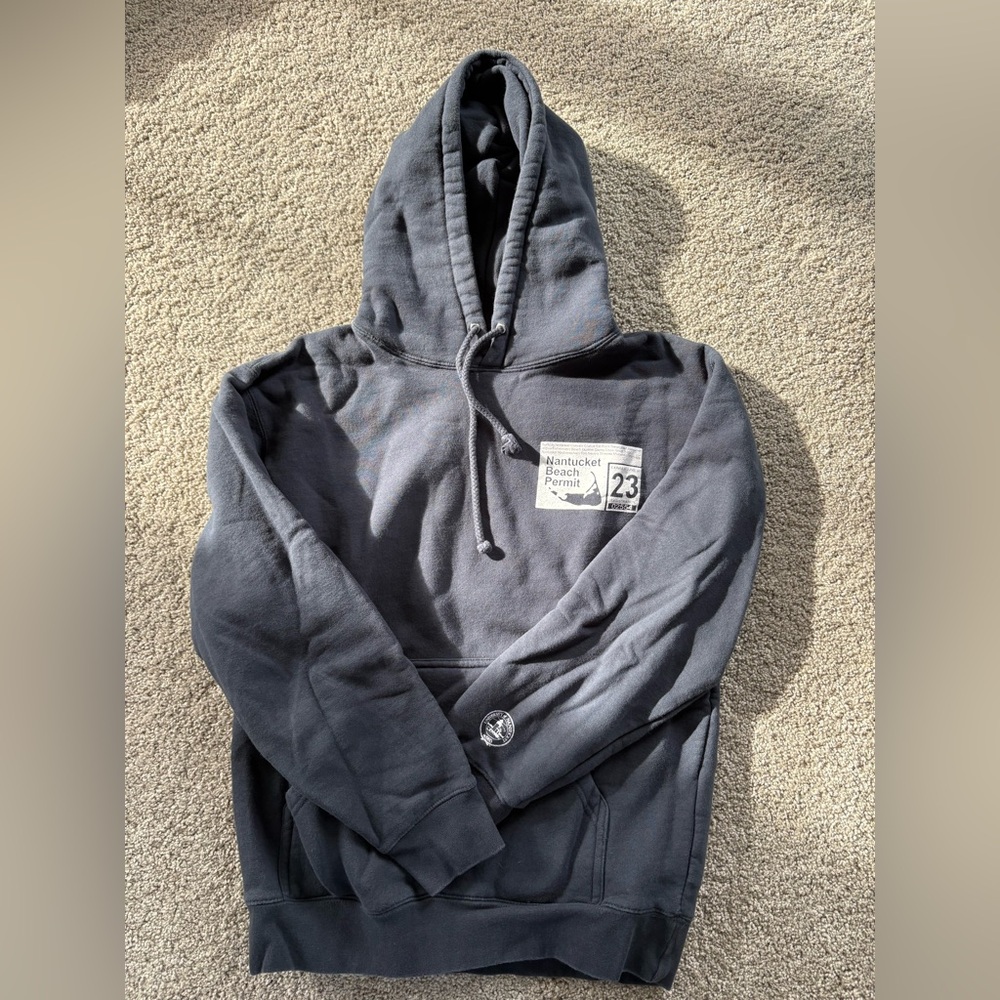 Navy Blue Hoodie with Nantucket Beach Permit Design